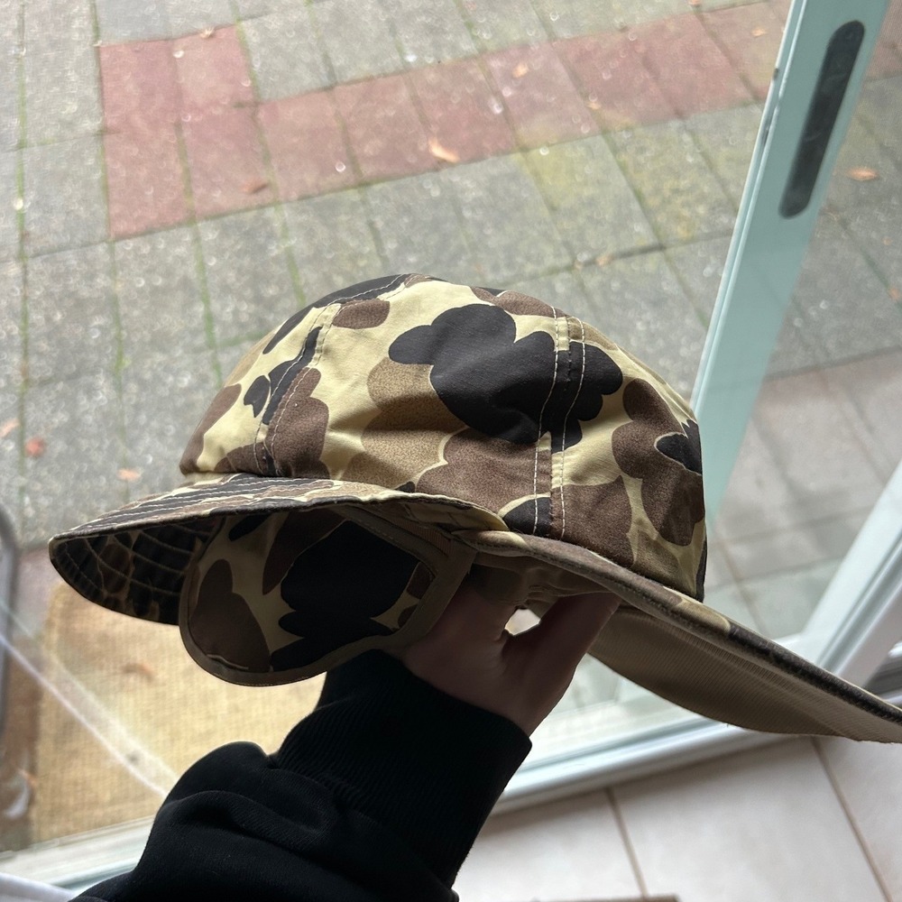 Vintage 80's Goretex Duck Camo Hat Camouflage Hat Thermal Insulate Brown Black - Picture 3 of 9